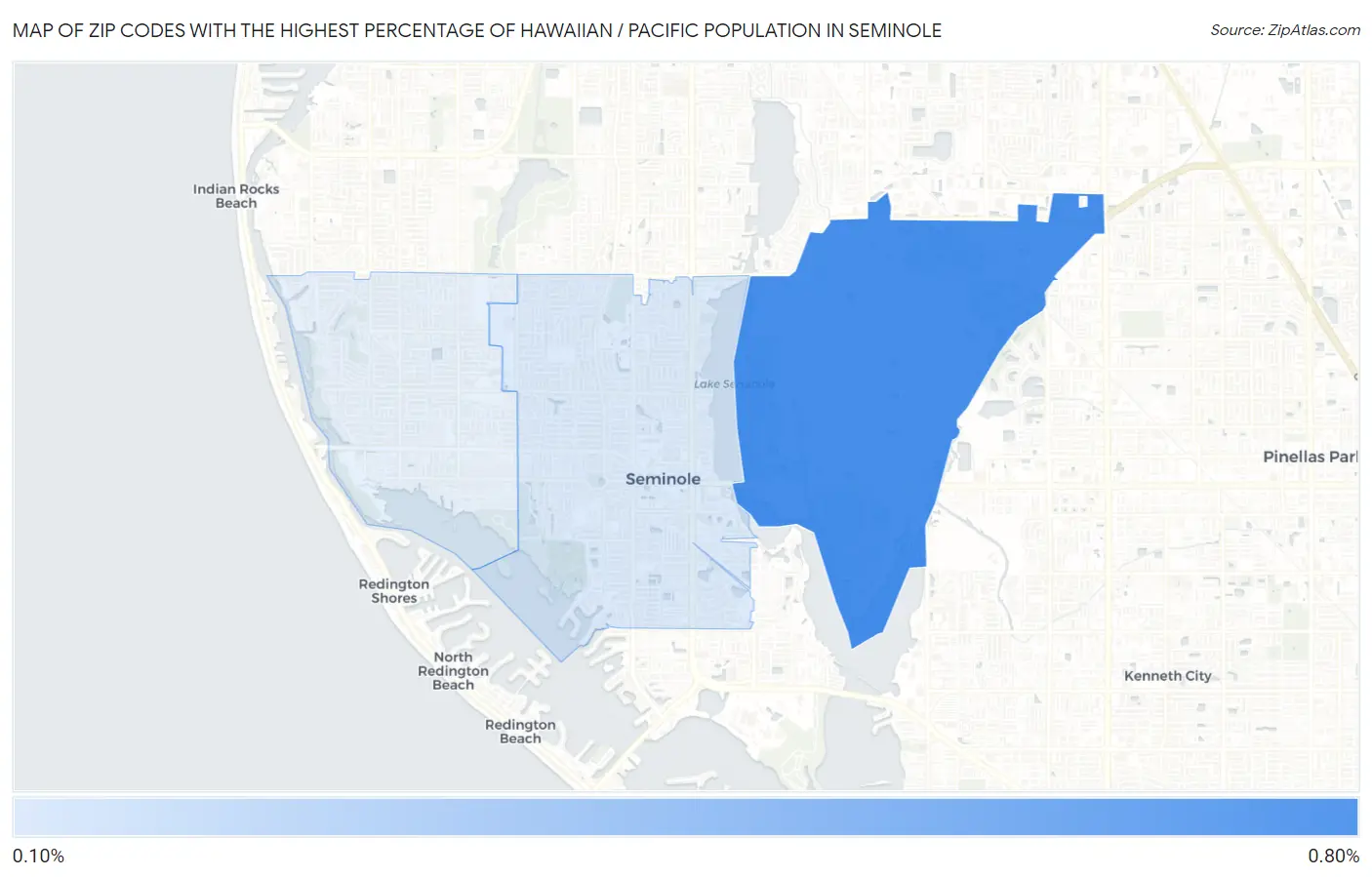 Zip Codes with the Highest Percentage of Hawaiian / Pacific Population in Seminole Map