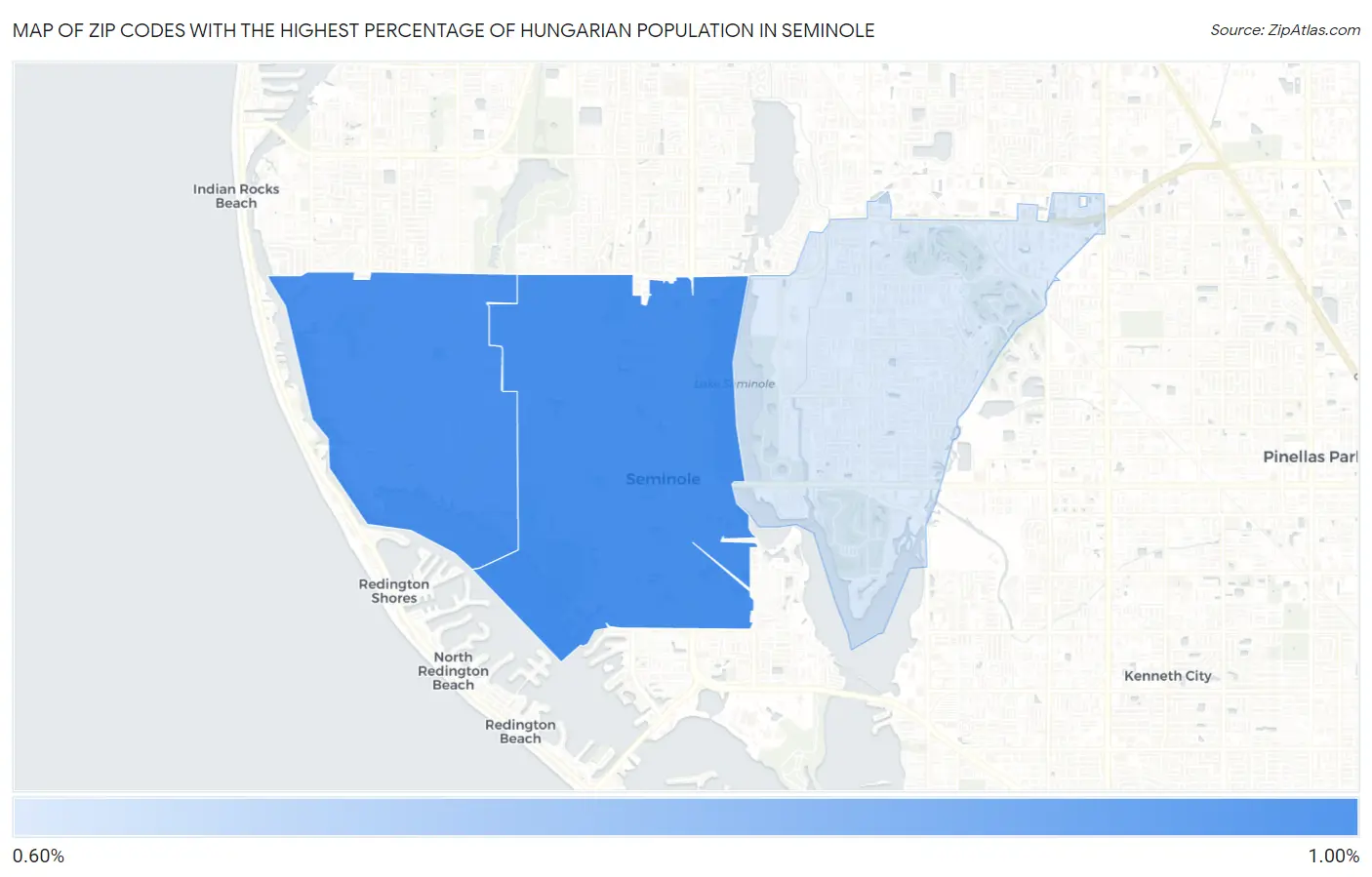 Zip Codes with the Highest Percentage of Hungarian Population in Seminole Map