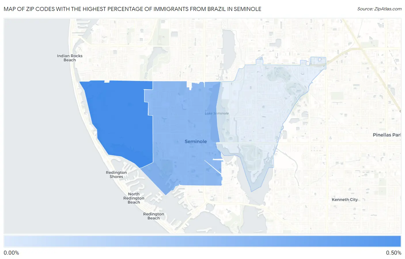 Zip Codes with the Highest Percentage of Immigrants from Brazil in Seminole Map