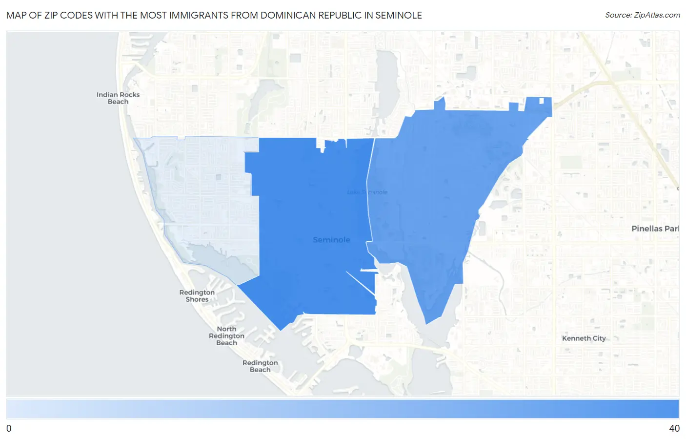 Zip Codes with the Most Immigrants from Dominican Republic in Seminole Map