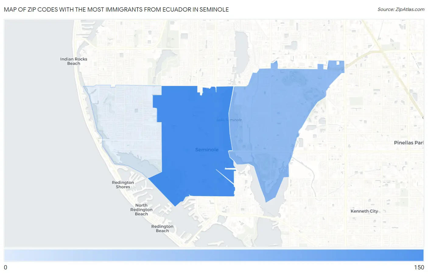 Zip Codes with the Most Immigrants from Ecuador in Seminole Map