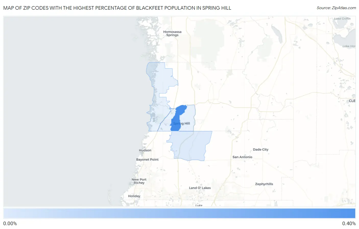 Zip Codes with the Highest Percentage of Blackfeet Population in Spring Hill Map