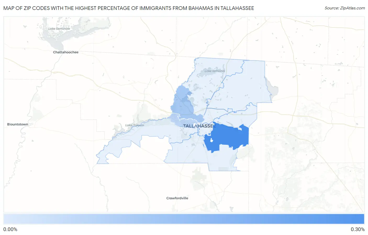 Zip Codes with the Highest Percentage of Immigrants from Bahamas in Tallahassee Map