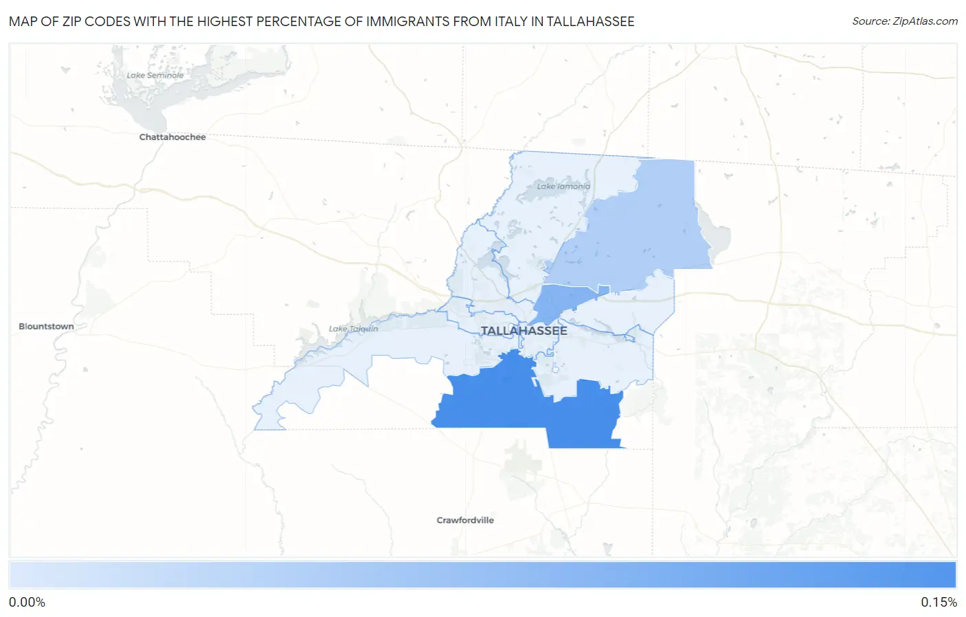 Zip Codes with the Highest Percentage of Immigrants from Italy in Tallahassee Map