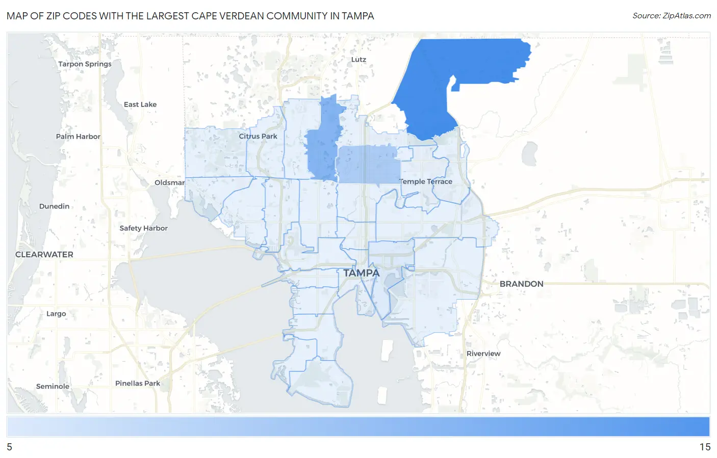 Zip Codes with the Largest Cape Verdean Community in Tampa Map