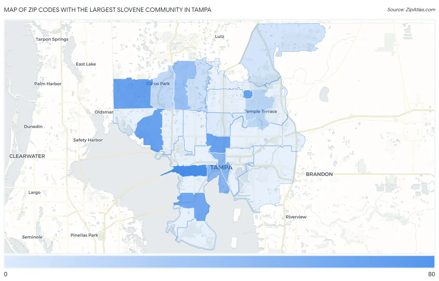 Zip Codes with the Largest Slovene Community in Tampa Map