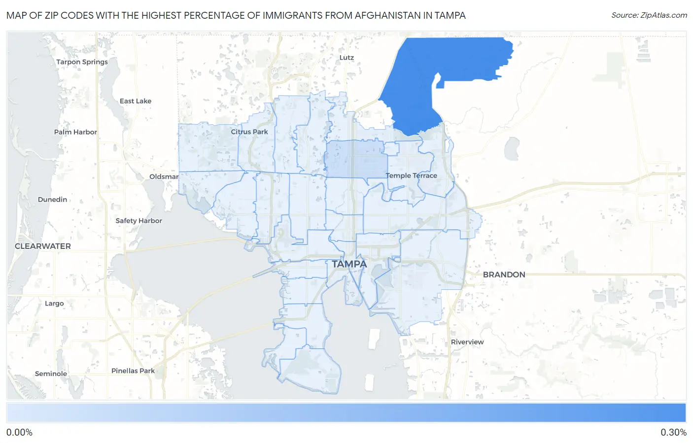 Zip Codes with the Highest Percentage of Immigrants from Afghanistan in Tampa Map