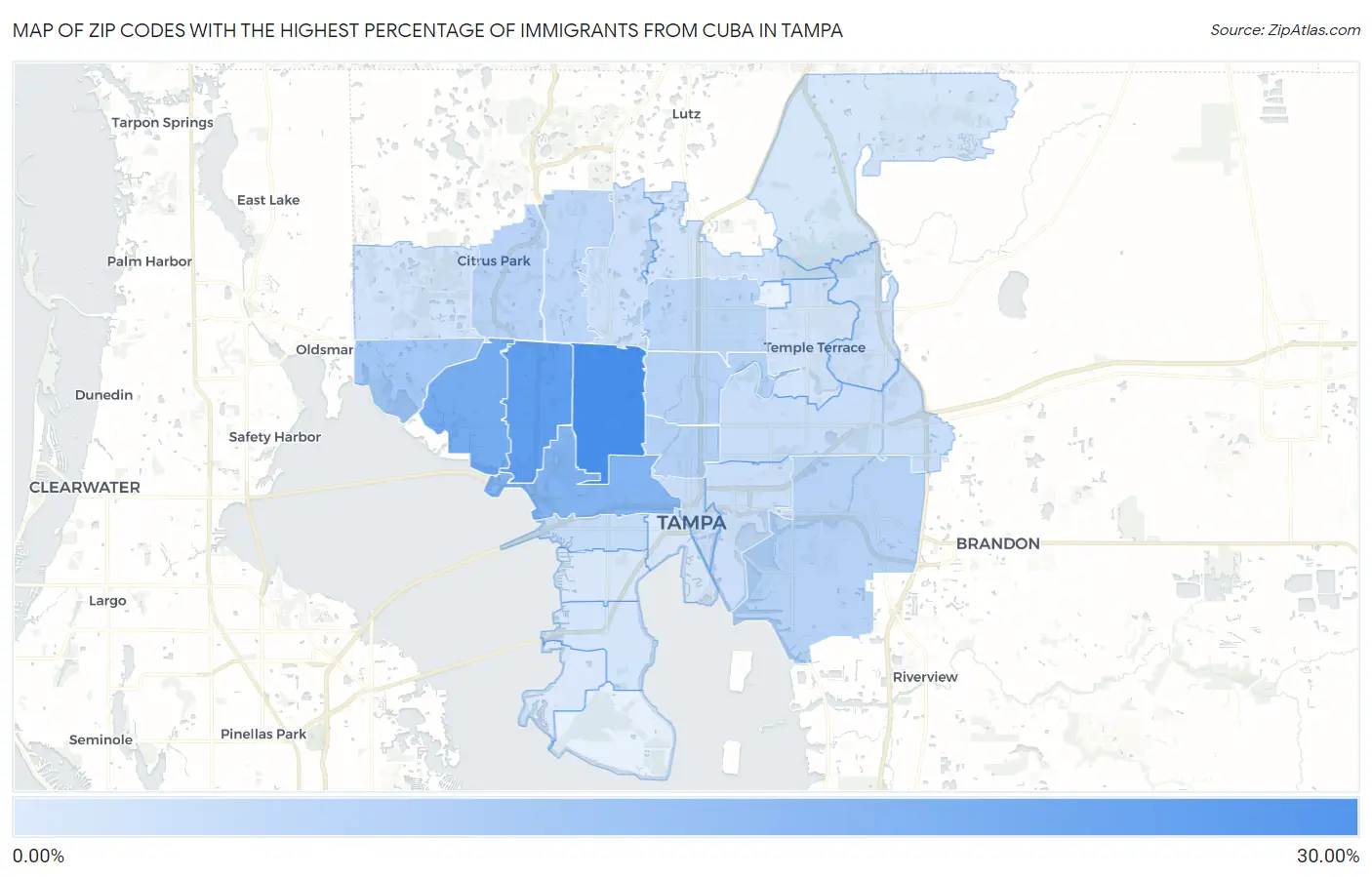 Zip Codes with the Highest Percentage of Immigrants from Cuba in Tampa Map