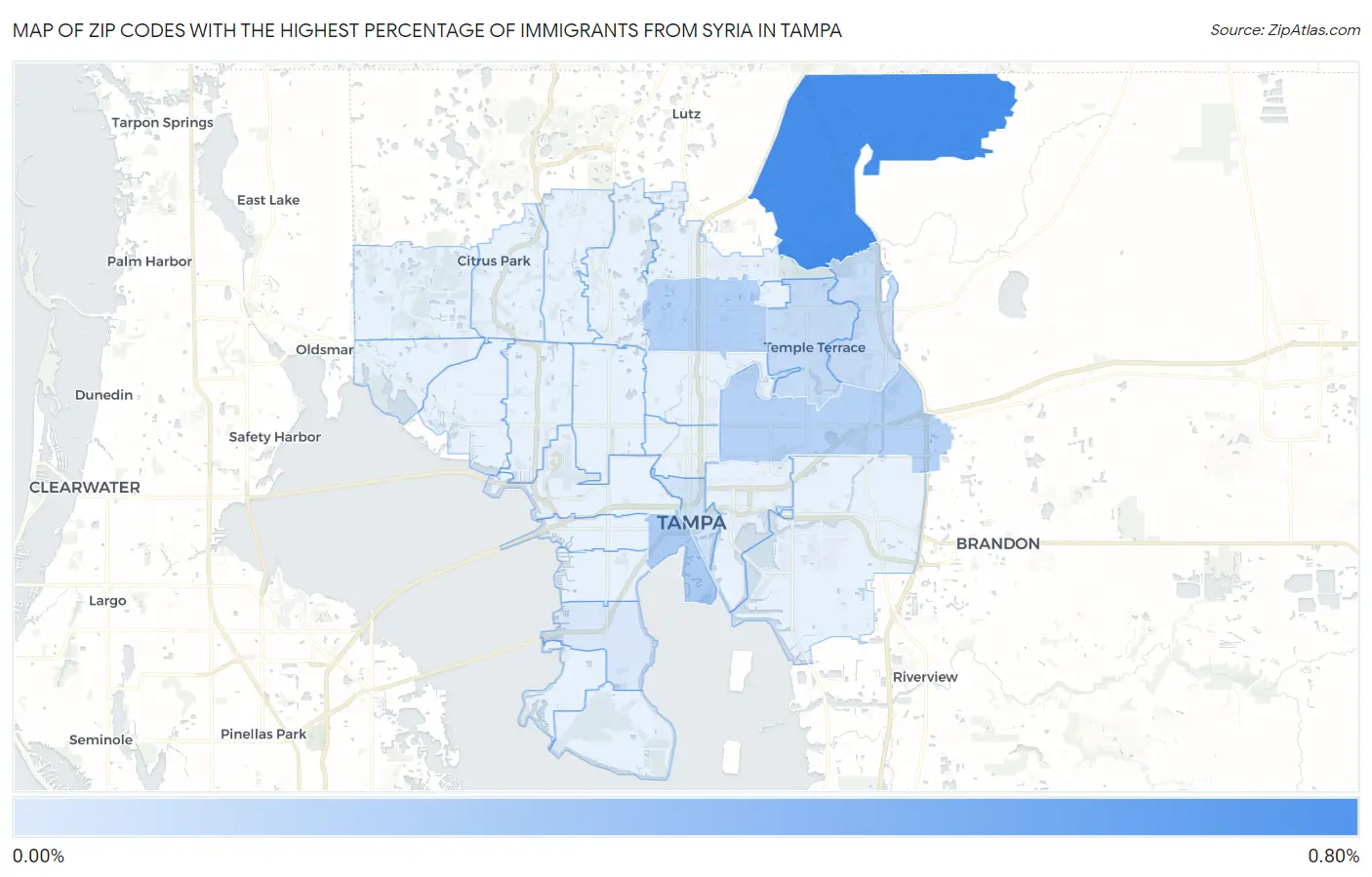 Zip Codes with the Highest Percentage of Immigrants from Syria in Tampa Map
