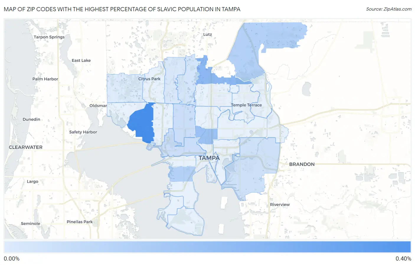 Zip Codes with the Highest Percentage of Slavic Population in Tampa Map