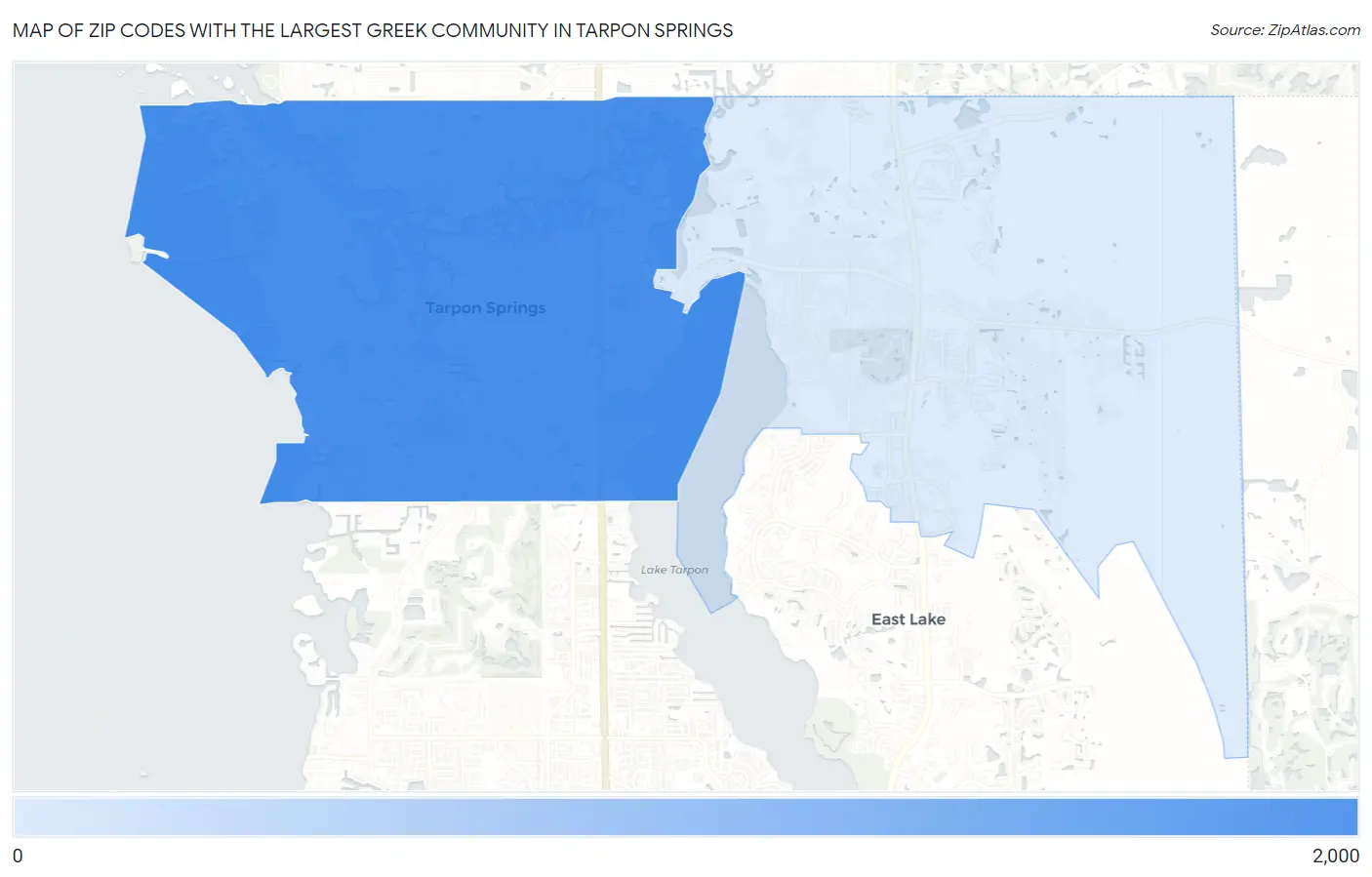 Zip Codes with the Largest Greek Community in Tarpon Springs Map