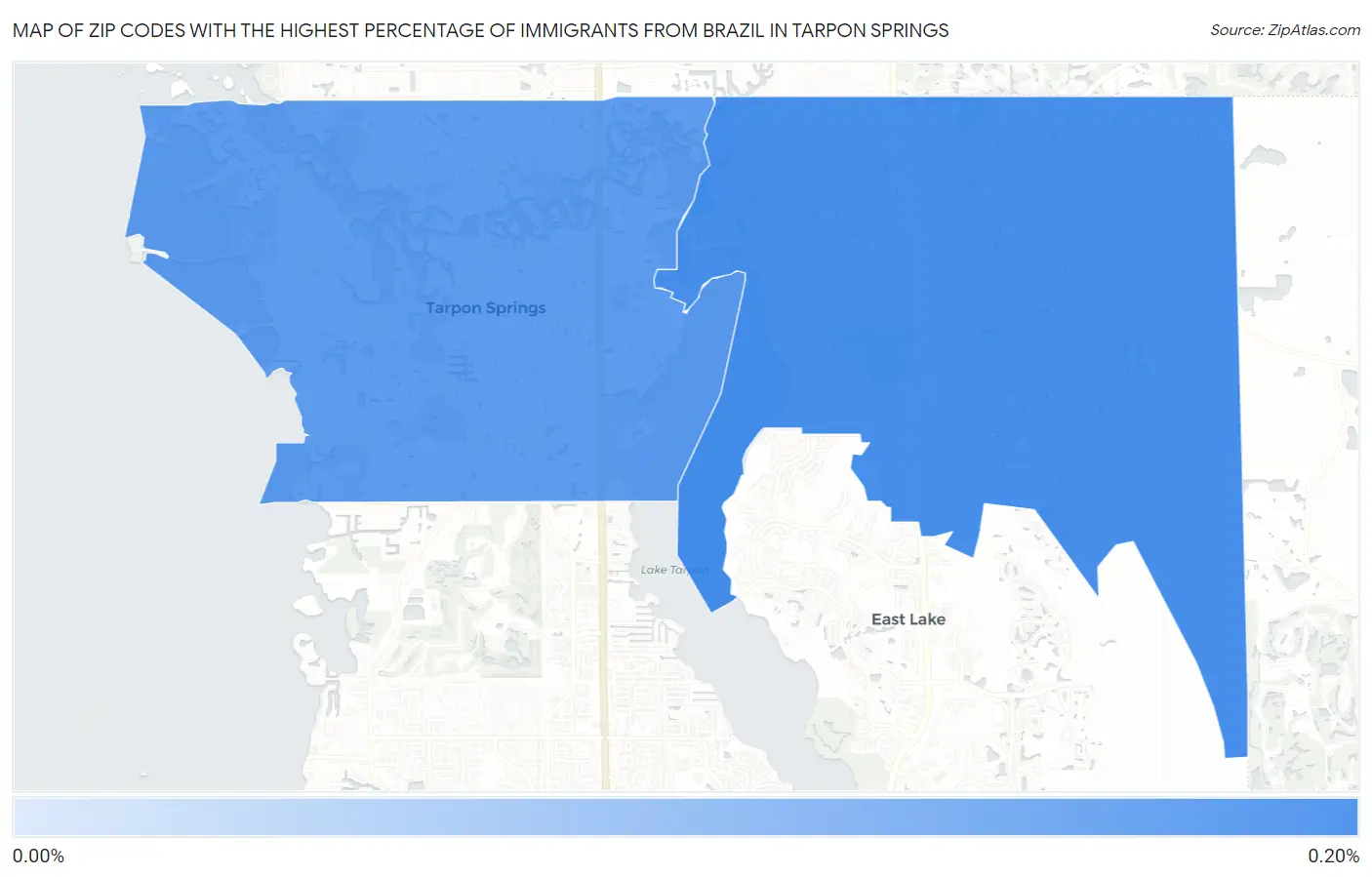 Zip Codes with the Highest Percentage of Immigrants from Brazil in Tarpon Springs Map