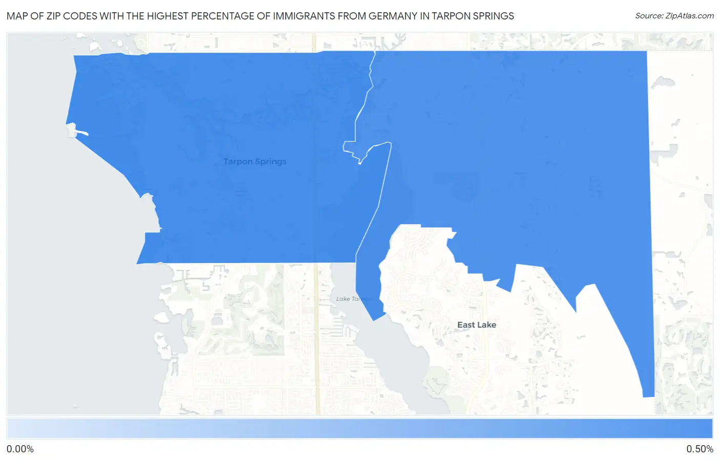 Zip Codes with the Highest Percentage of Immigrants from Germany in Tarpon Springs Map