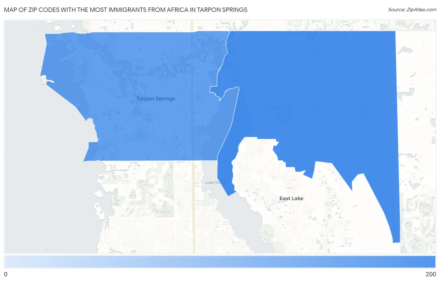 Zip Codes with the Most Immigrants from Africa in Tarpon Springs Map
