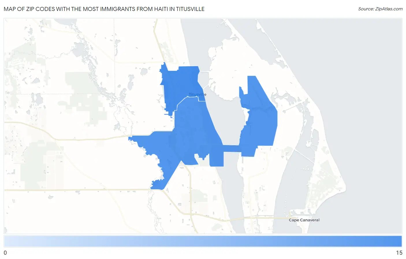 Zip Codes with the Most Immigrants from Haiti in Titusville Map