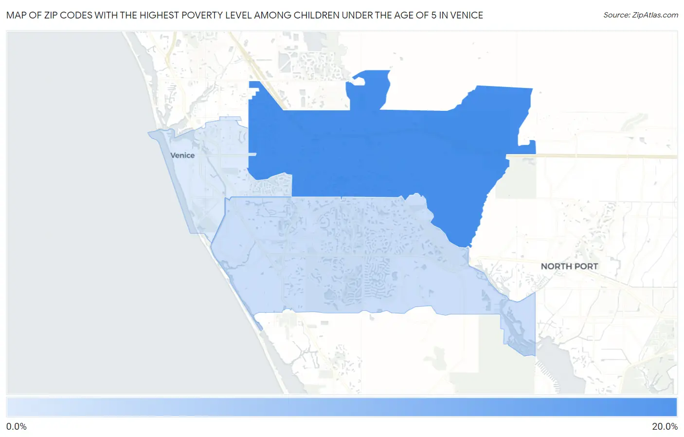 Zip Codes with the Highest Poverty Level Among Children Under the Age of 5 in Venice Map