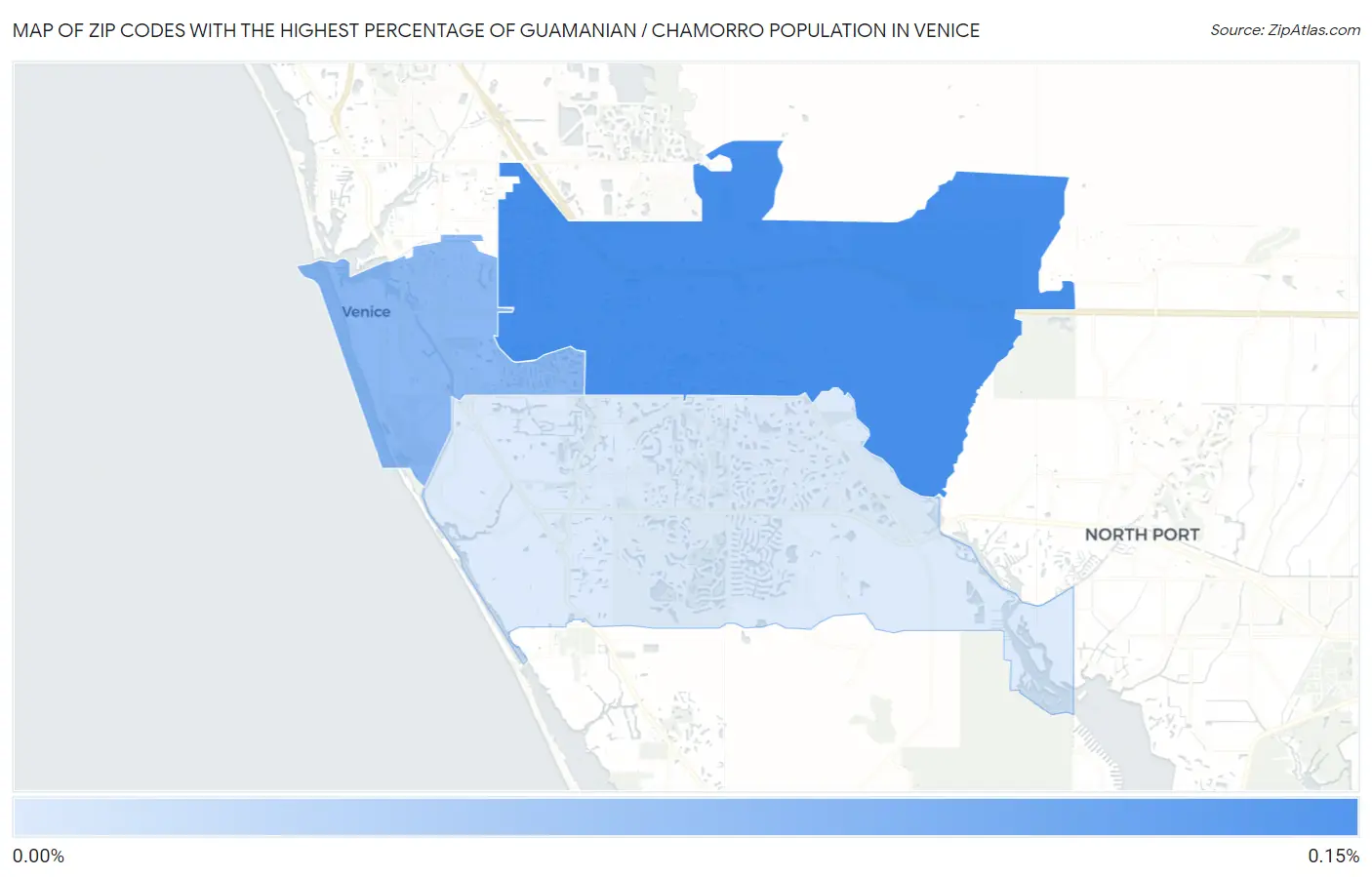Zip Codes with the Highest Percentage of Guamanian / Chamorro Population in Venice Map