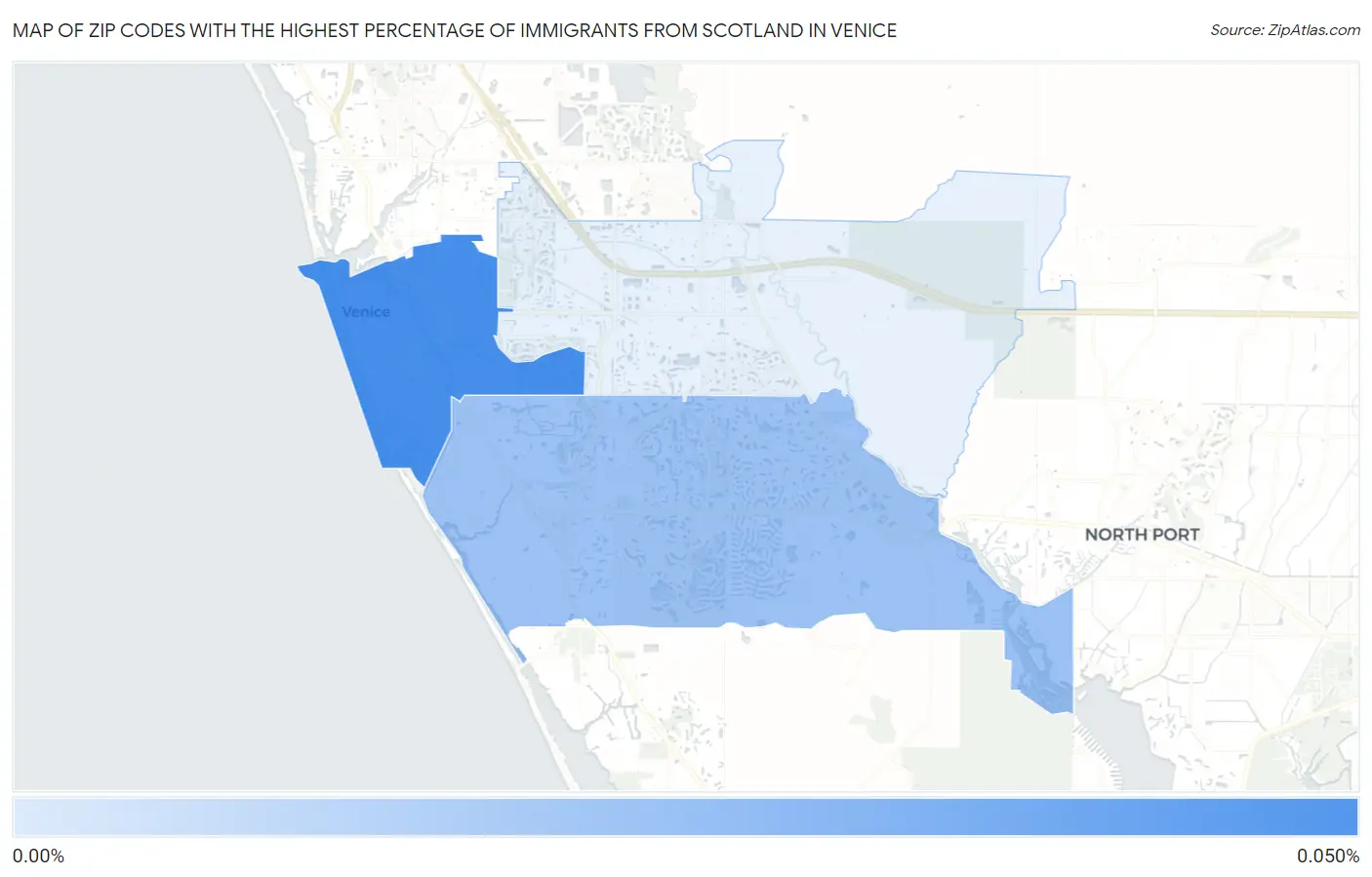 Zip Codes with the Highest Percentage of Immigrants from Scotland in Venice Map