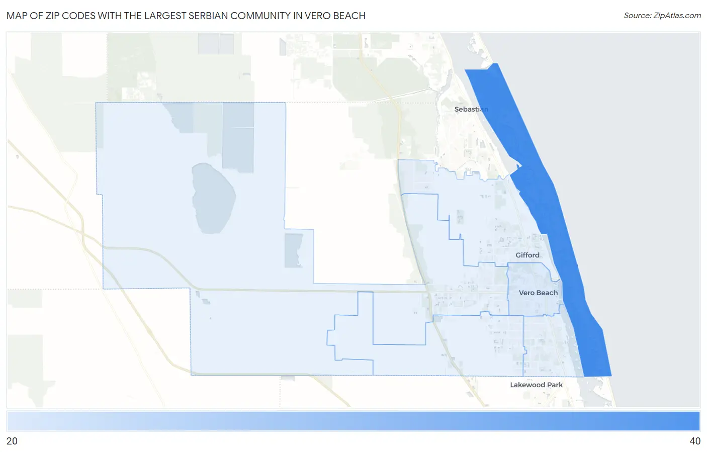 Zip Codes with the Largest Serbian Community in Vero Beach Map