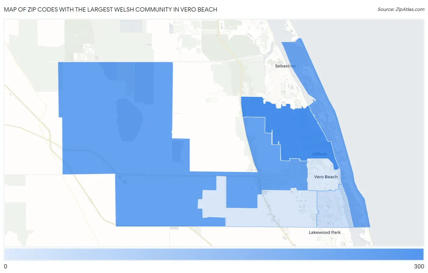Zip Codes with the Largest Welsh Community in Vero Beach Map