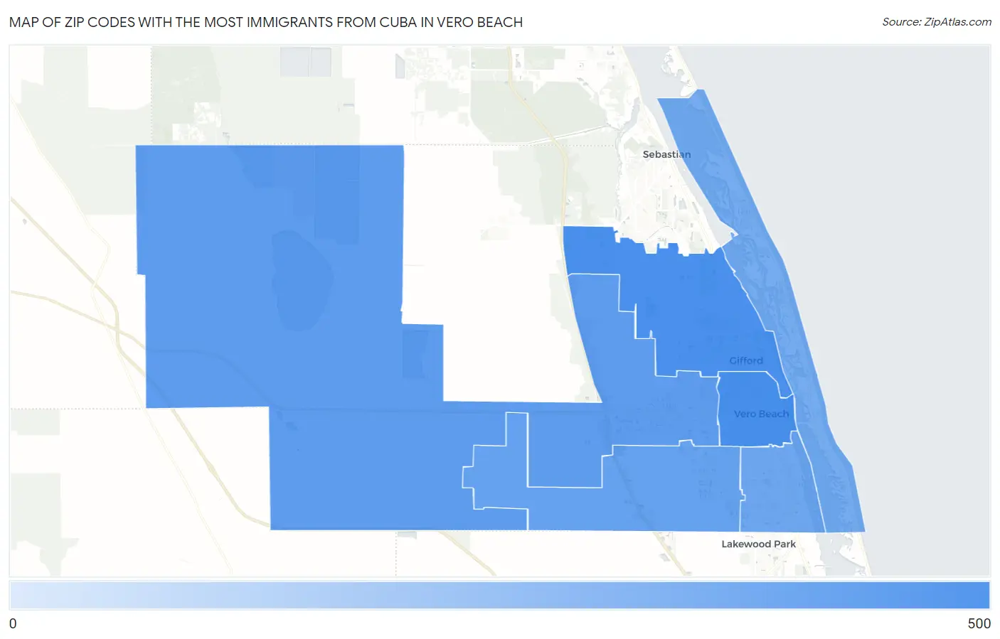 Zip Codes with the Most Immigrants from Cuba in Vero Beach Map