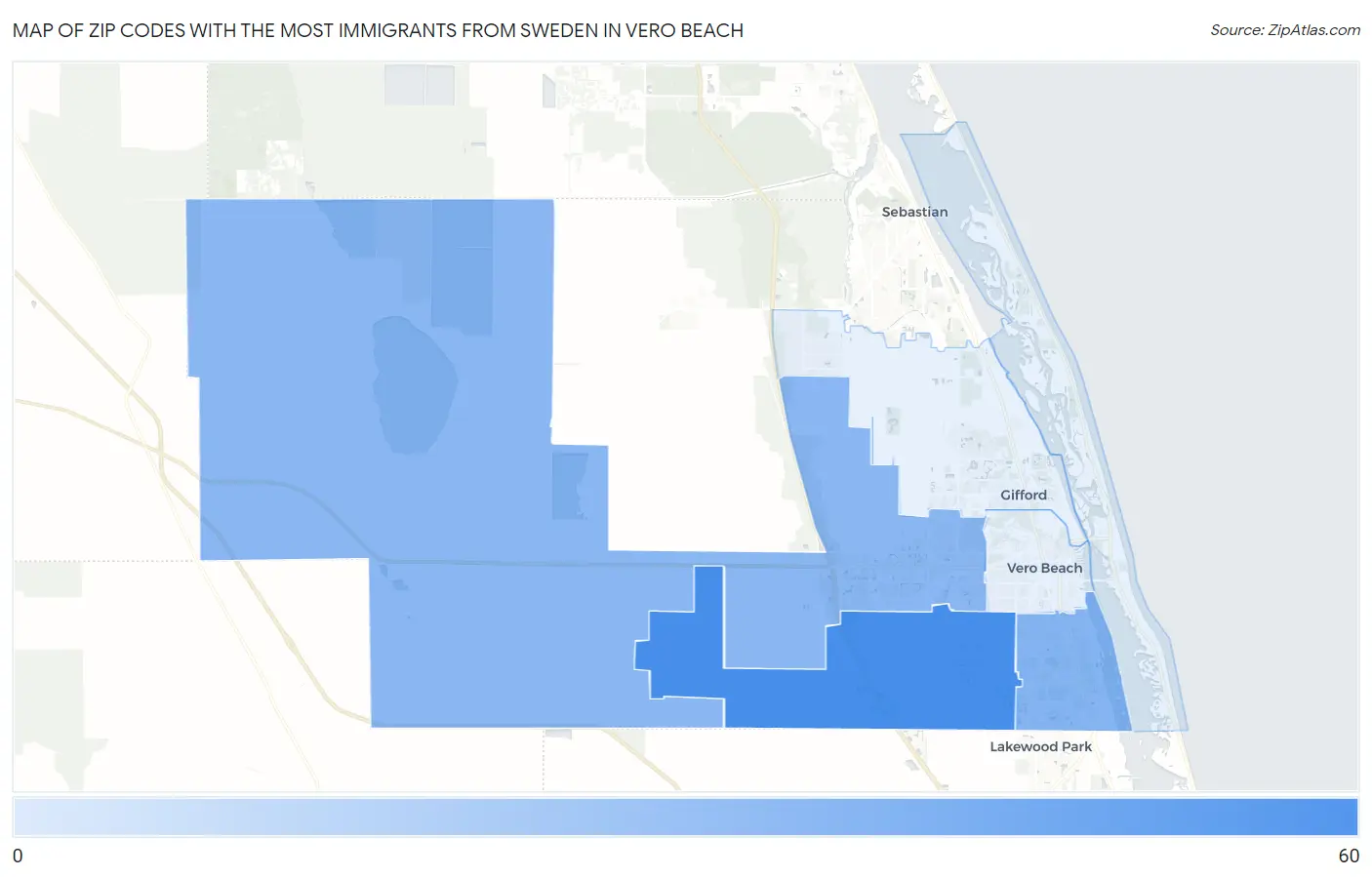 Zip Codes with the Most Immigrants from Sweden in Vero Beach Map