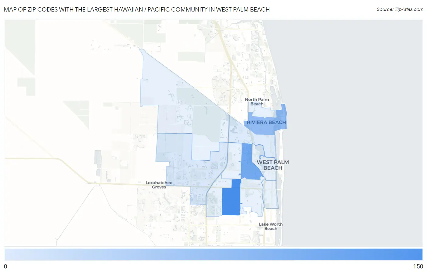 Zip Codes with the Largest Hawaiian / Pacific Community in West Palm Beach Map