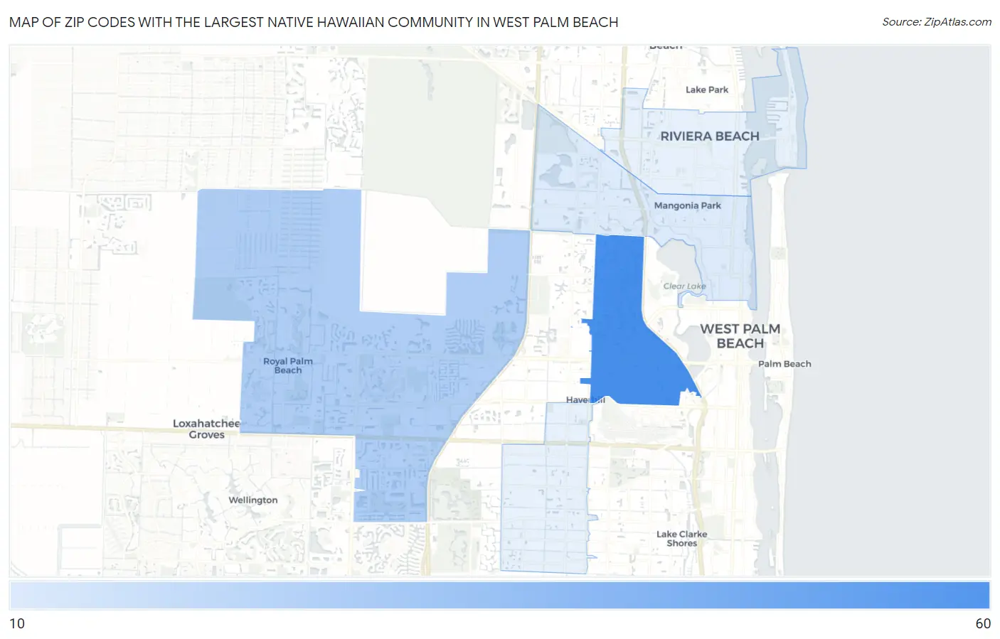 Zip Codes with the Largest Native Hawaiian Community in West Palm Beach Map