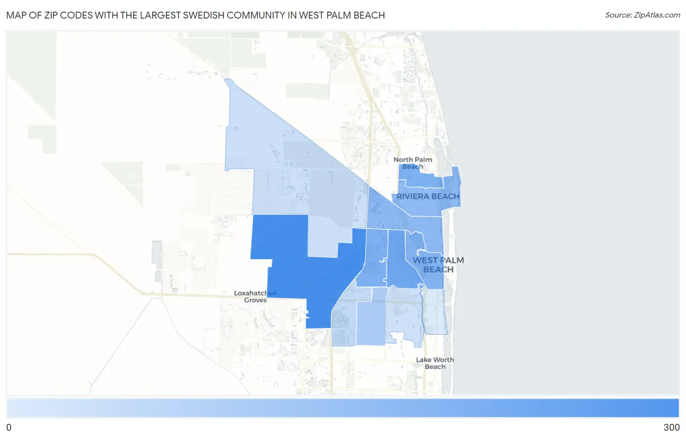 Zip Codes with the Largest Swedish Community in West Palm Beach Map