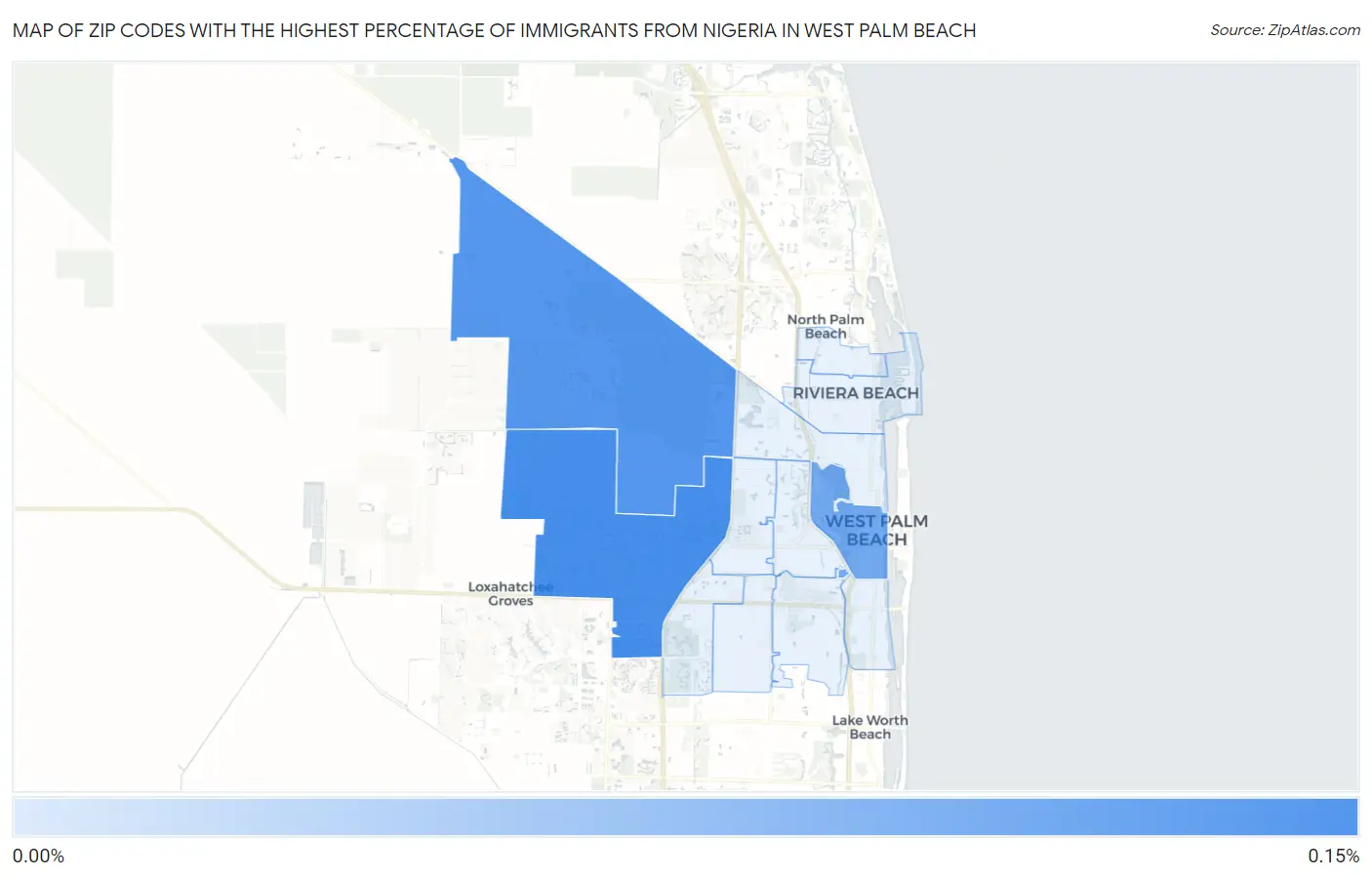 Zip Codes with the Highest Percentage of Immigrants from Nigeria in West Palm Beach Map