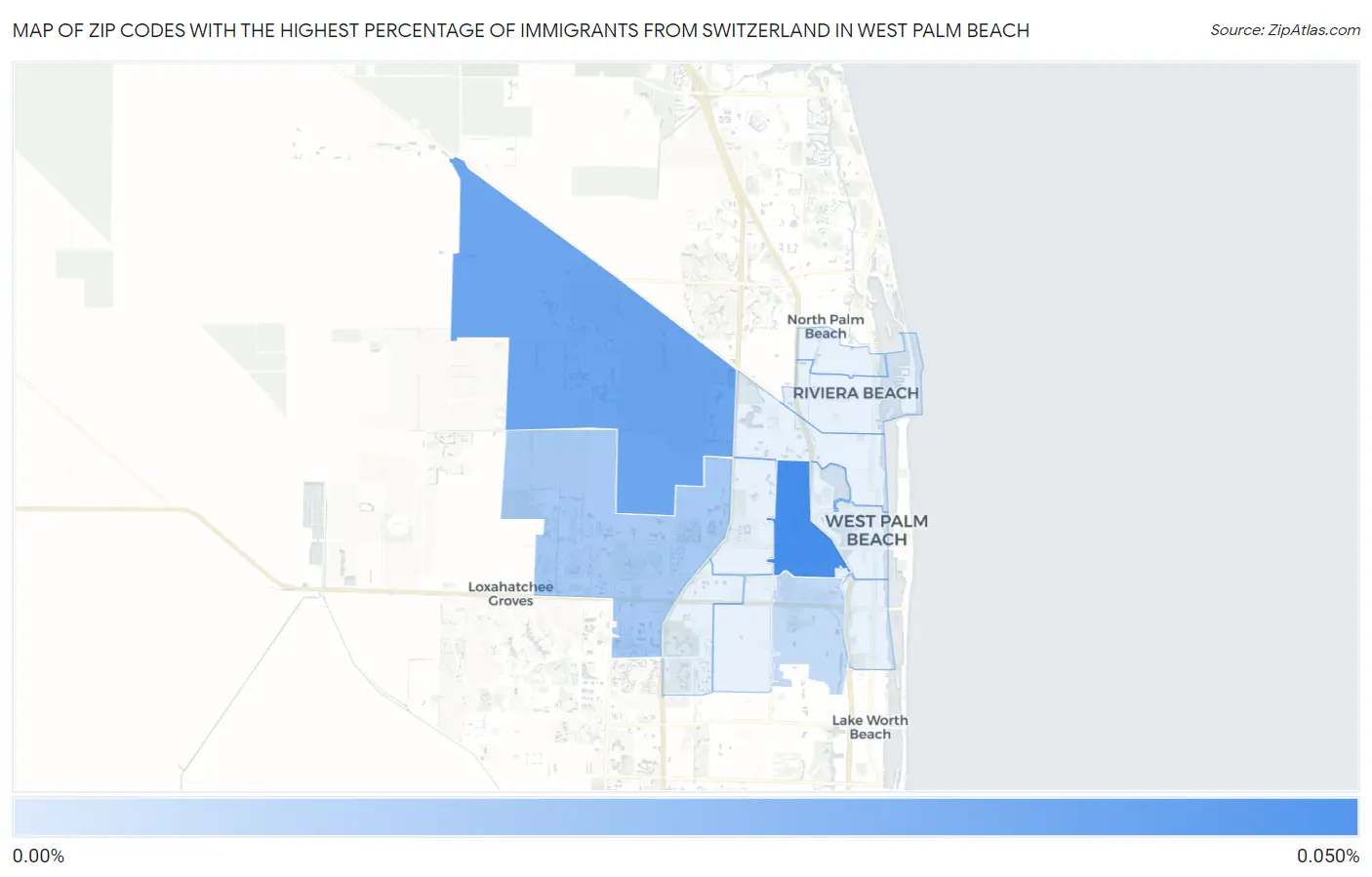 Zip Codes with the Highest Percentage of Immigrants from Switzerland in West Palm Beach Map