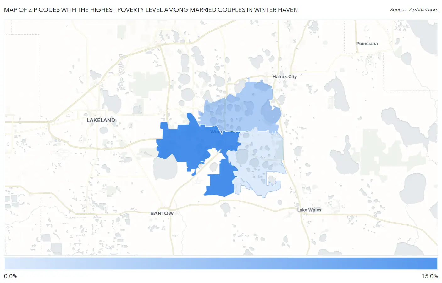 Zip Codes with the Highest Poverty Level Among Married Couples in Winter Haven Map