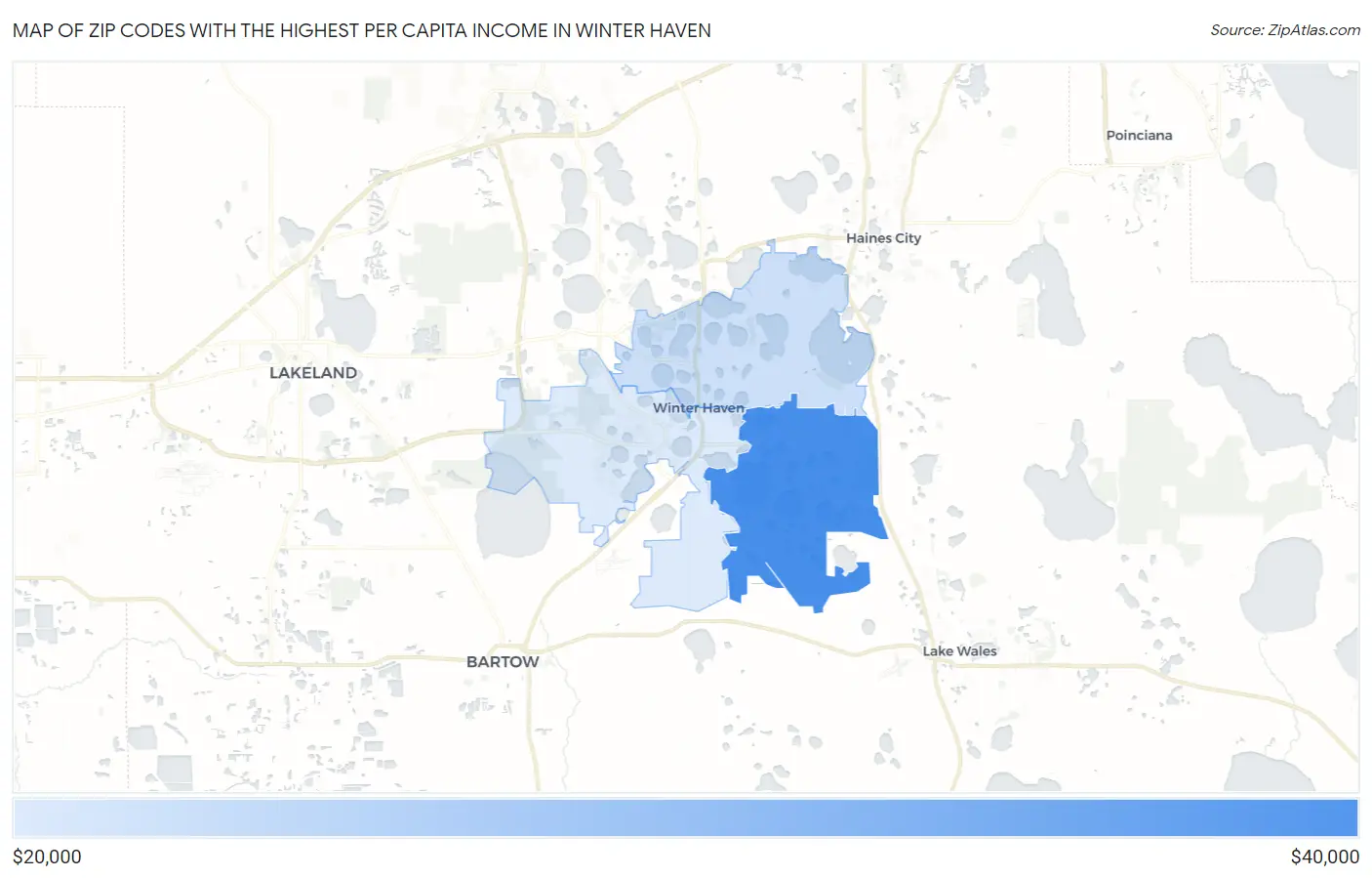 Zip Codes with the Highest Per Capita Income in Winter Haven Map