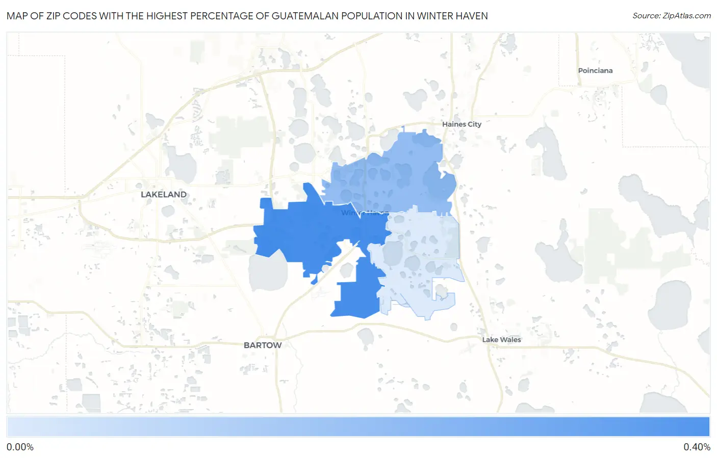 Zip Codes with the Highest Percentage of Guatemalan Population in Winter Haven Map