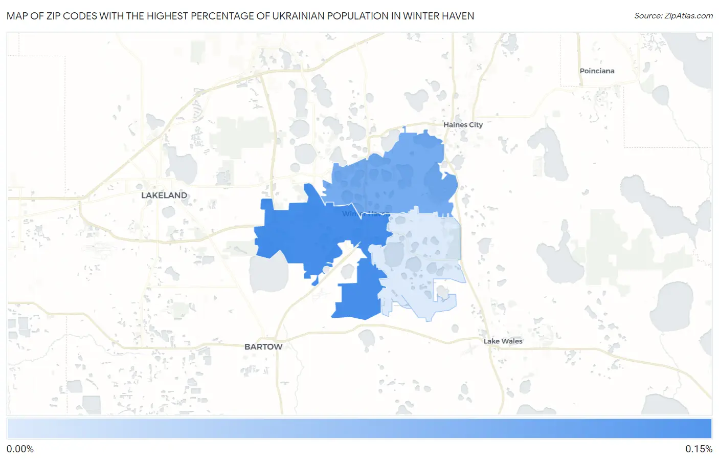 Zip Codes with the Highest Percentage of Ukrainian Population in Winter Haven Map