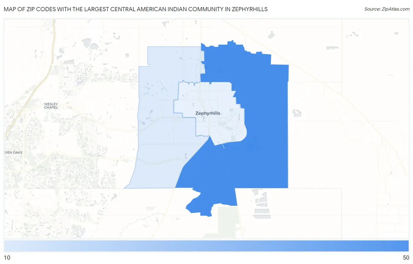 Zip Codes with the Largest Central American Indian Community in Zephyrhills Map