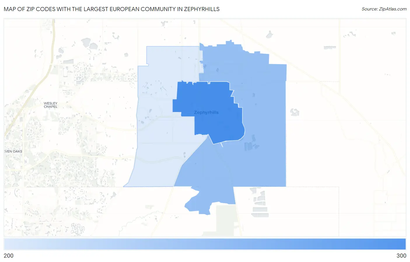 Zip Codes with the Largest European Community in Zephyrhills Map