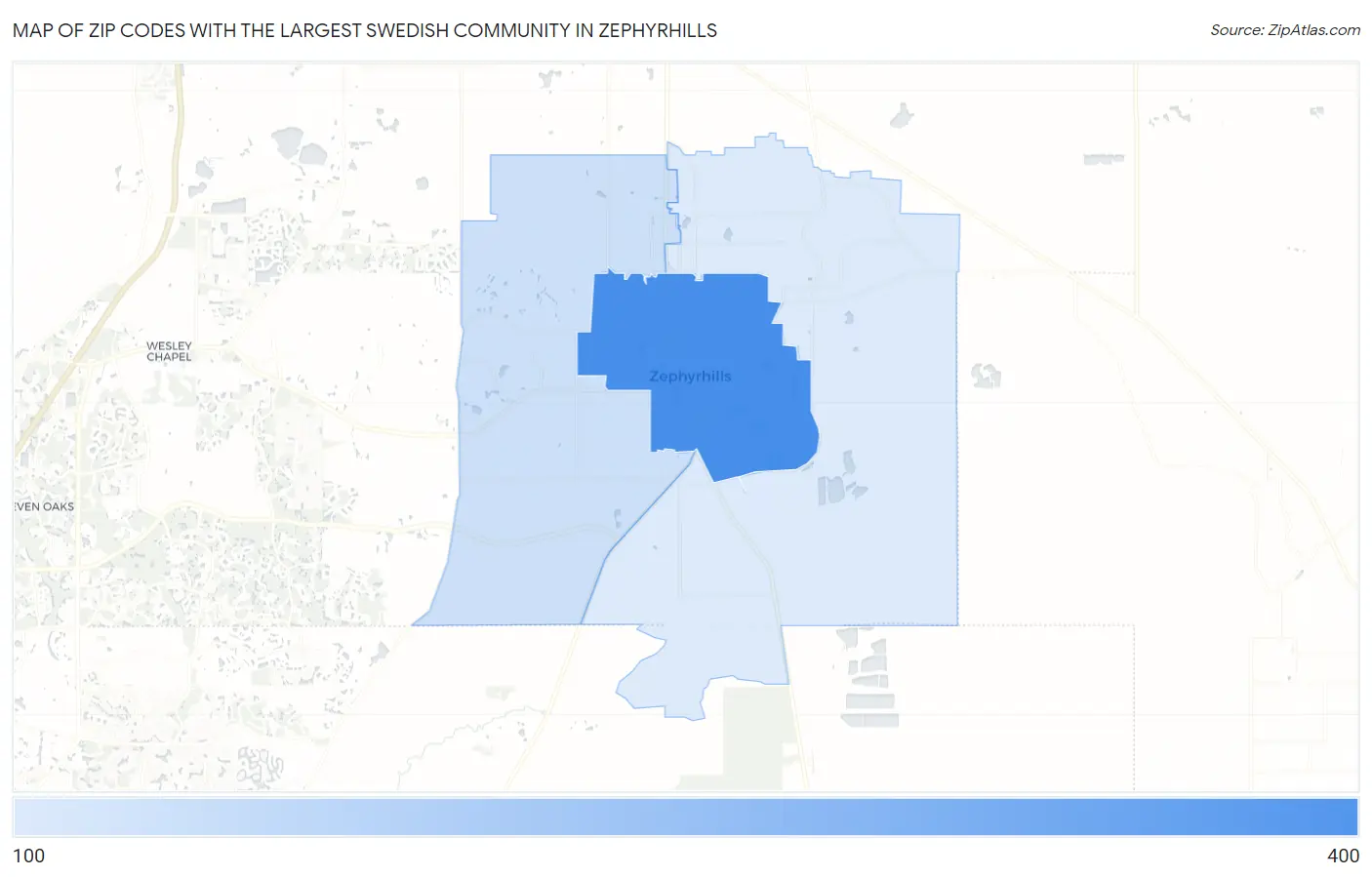 Zip Codes with the Largest Swedish Community in Zephyrhills Map