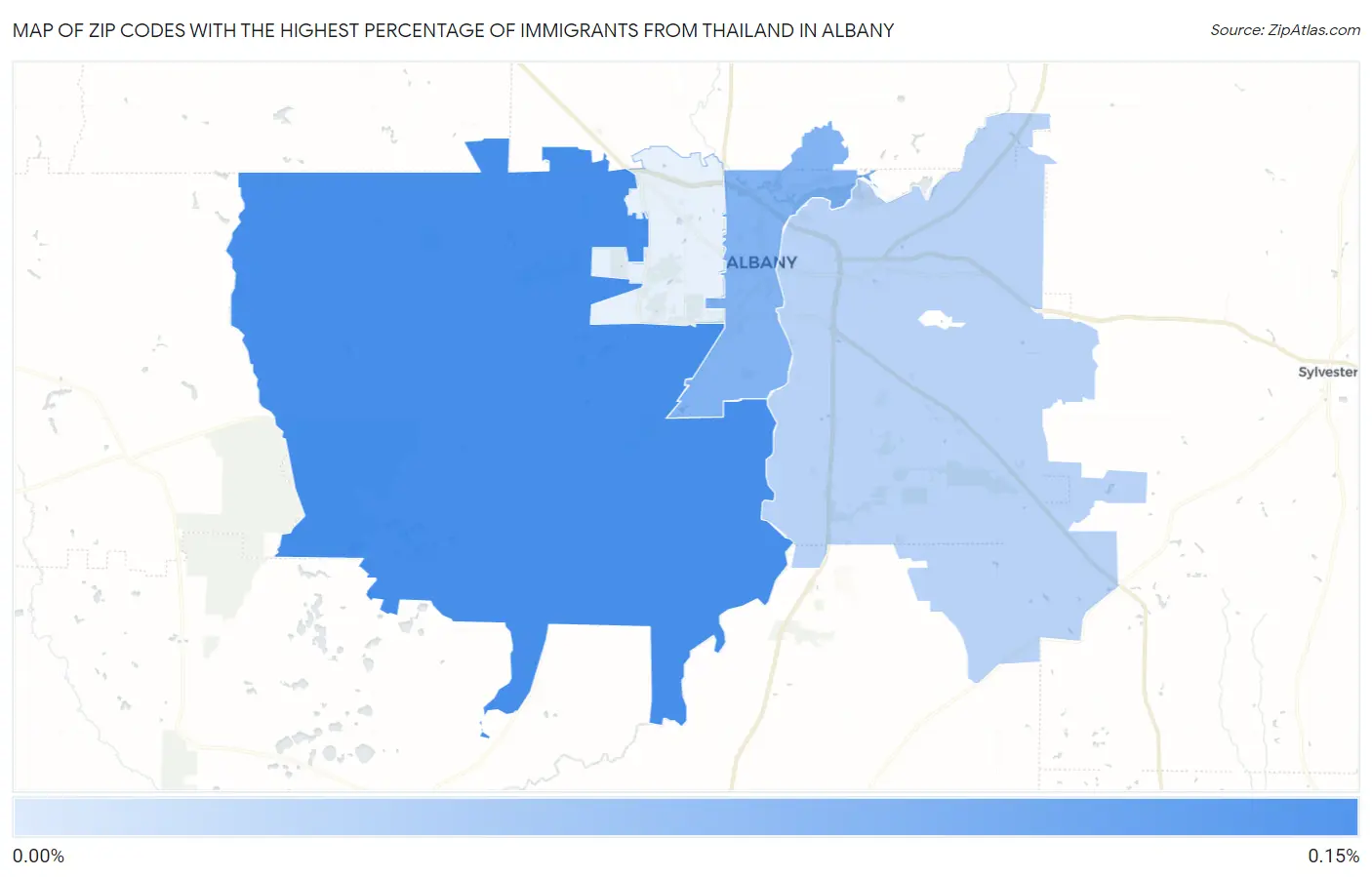 Zip Codes with the Highest Percentage of Immigrants from Thailand in Albany Map