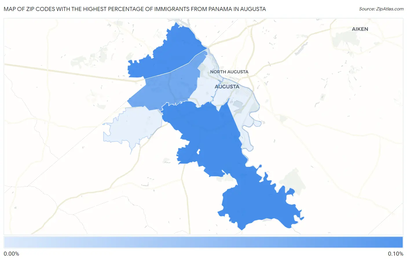Zip Codes with the Highest Percentage of Immigrants from Panama in Augusta Map