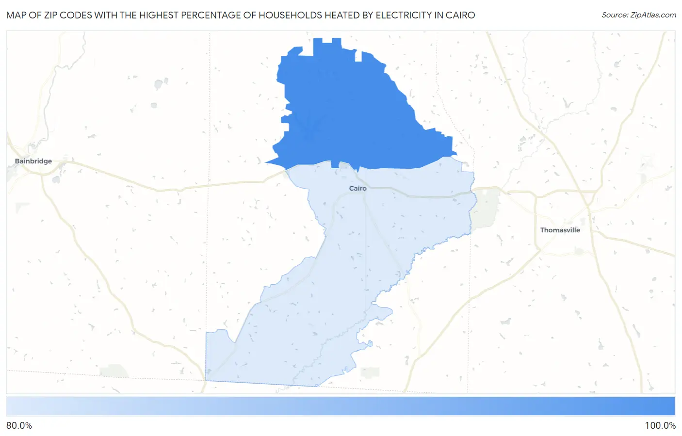 Zip Codes with the Highest Percentage of Households Heated by Electricity in Cairo Map
