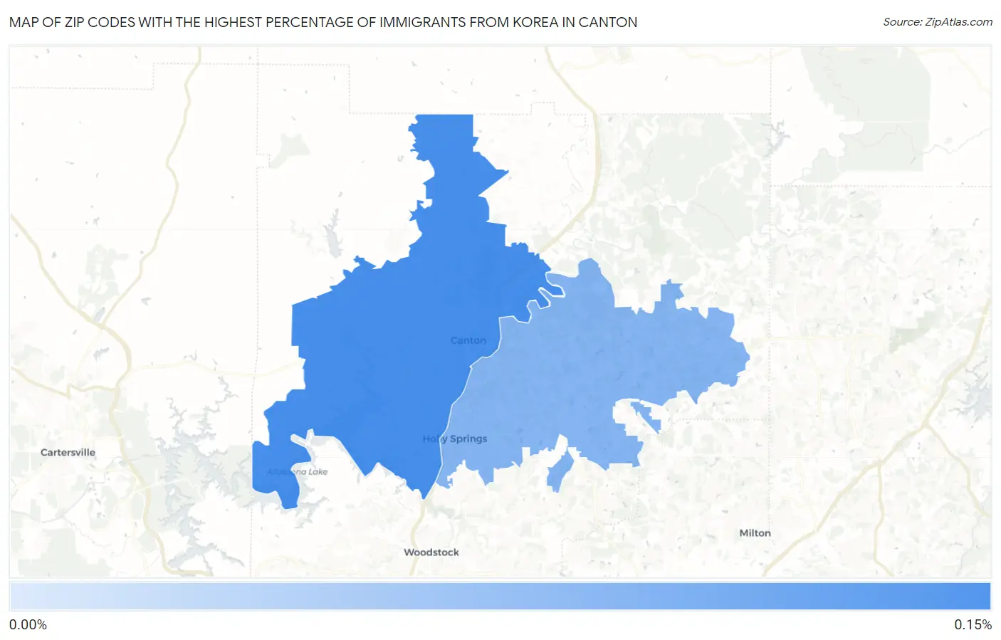 Zip Codes with the Highest Percentage of Immigrants from Korea in Canton Map
