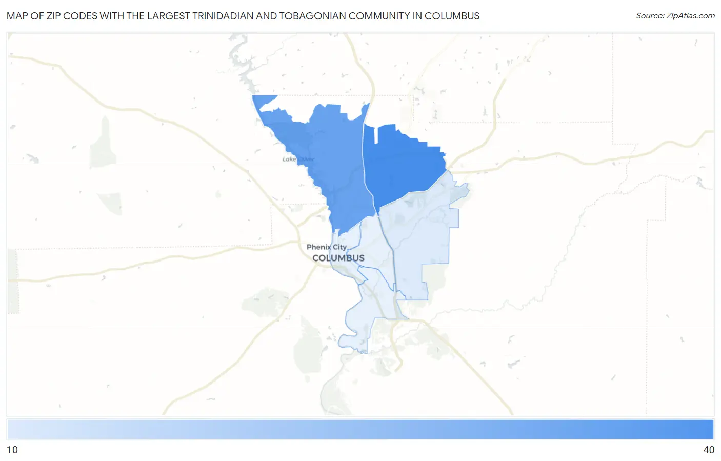 Zip Codes with the Largest Trinidadian and Tobagonian Community in Columbus Map