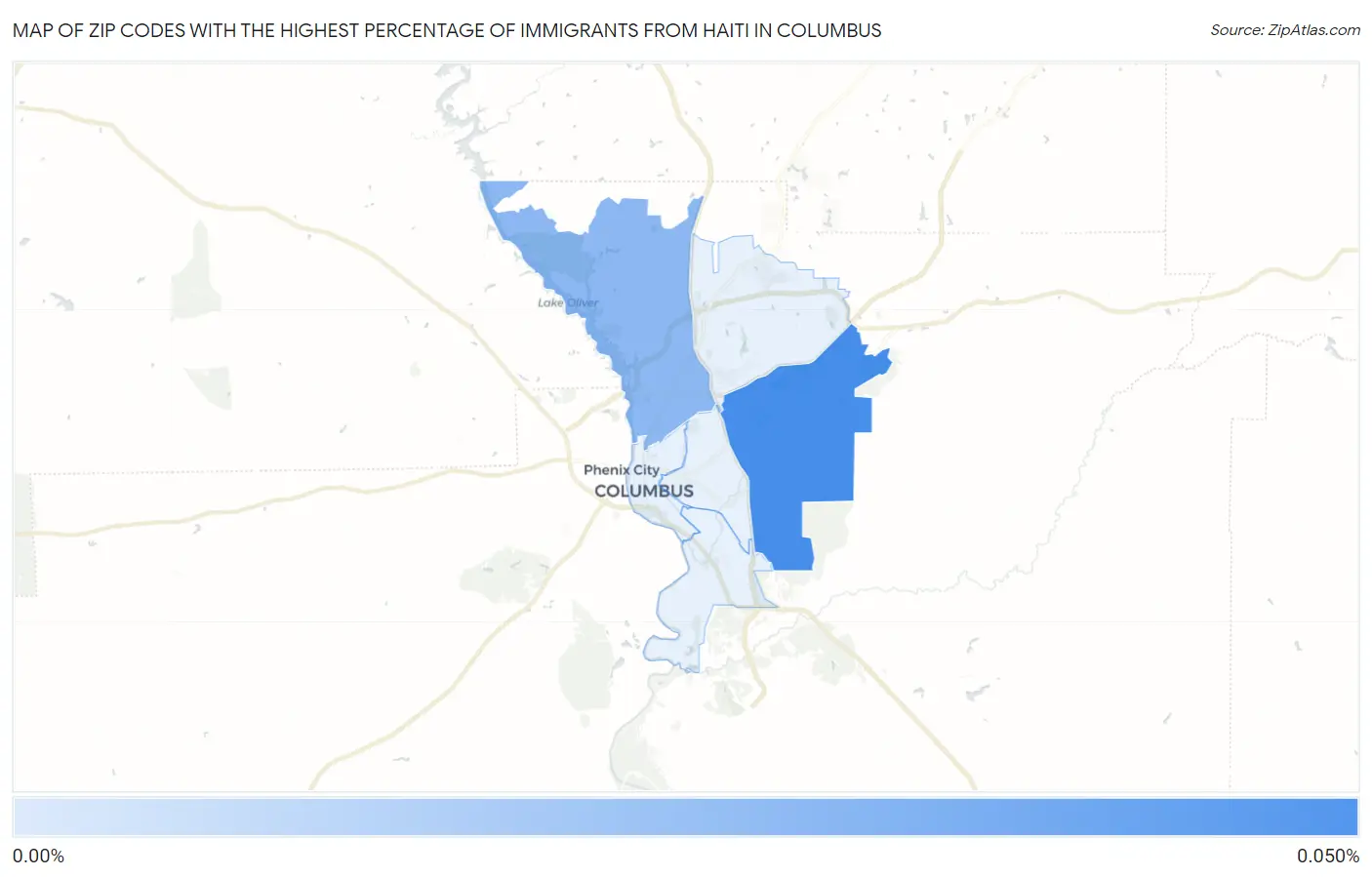 Zip Codes with the Highest Percentage of Immigrants from Haiti in Columbus Map