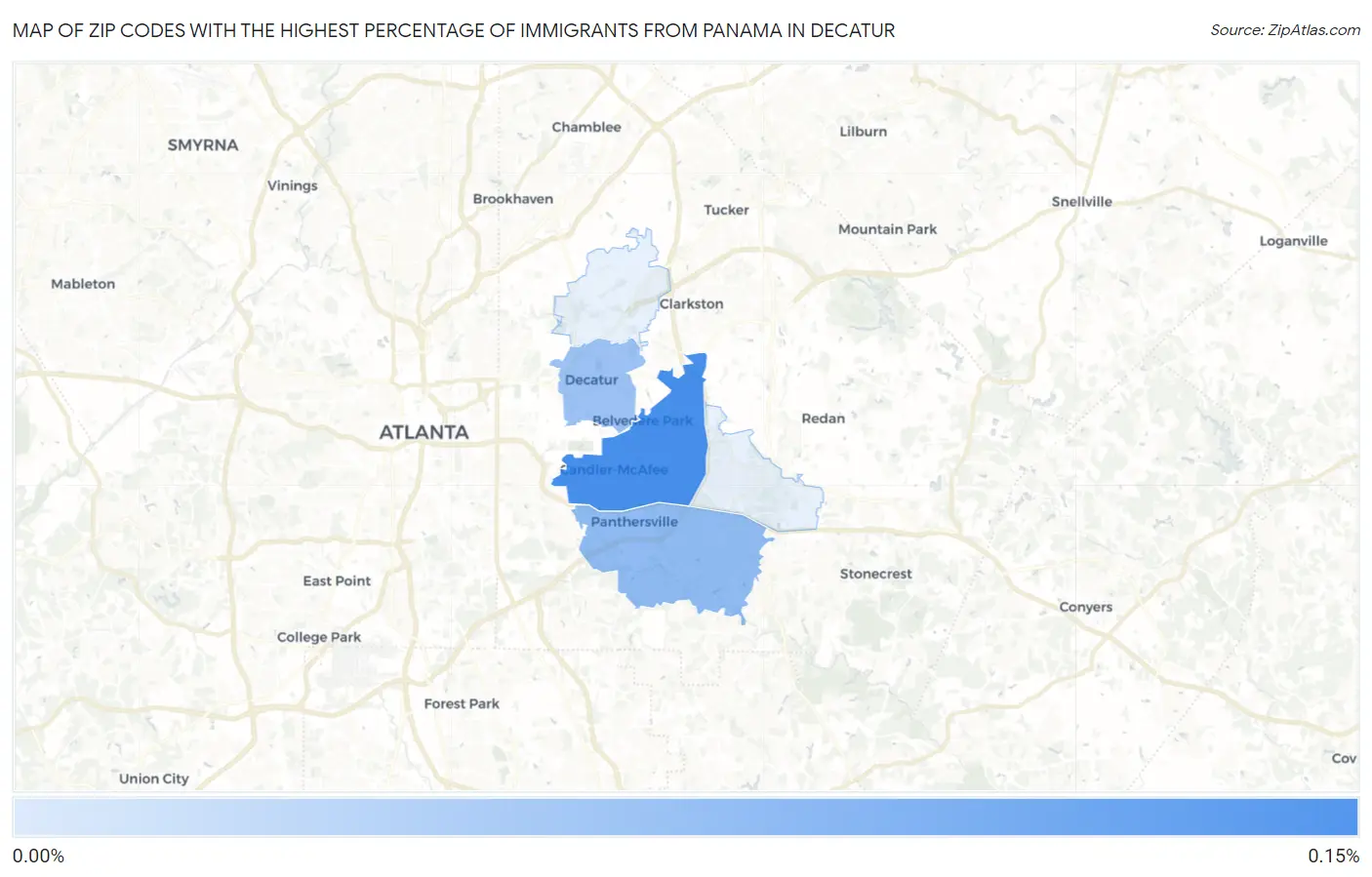 Zip Codes with the Highest Percentage of Immigrants from Panama in Decatur Map