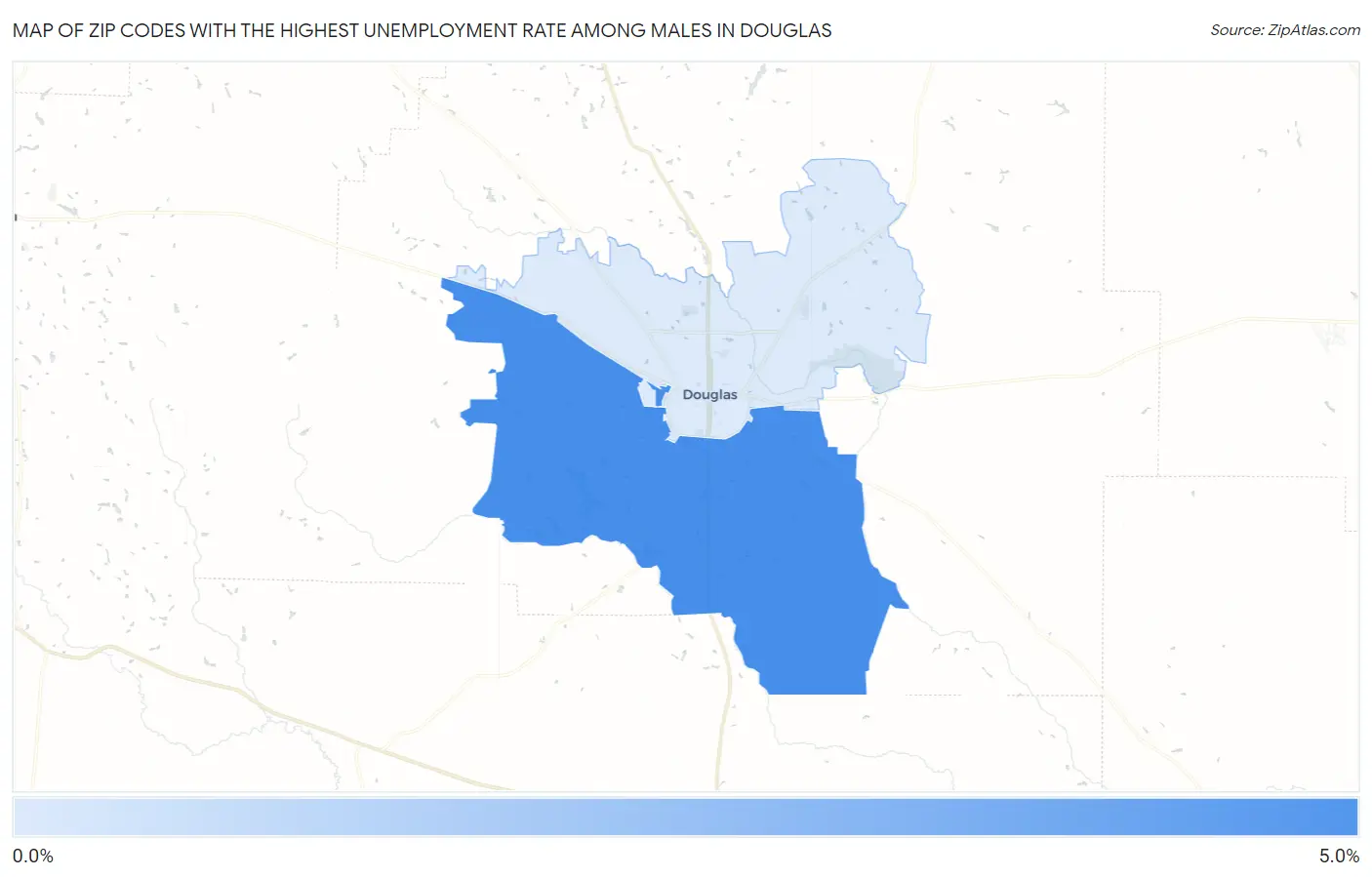 Zip Codes with the Highest Unemployment Rate Among Males in Douglas Map