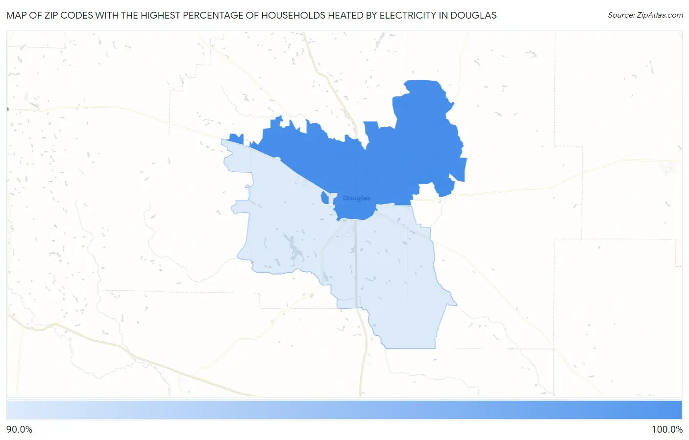 Zip Codes with the Highest Percentage of Households Heated by Electricity in Douglas Map