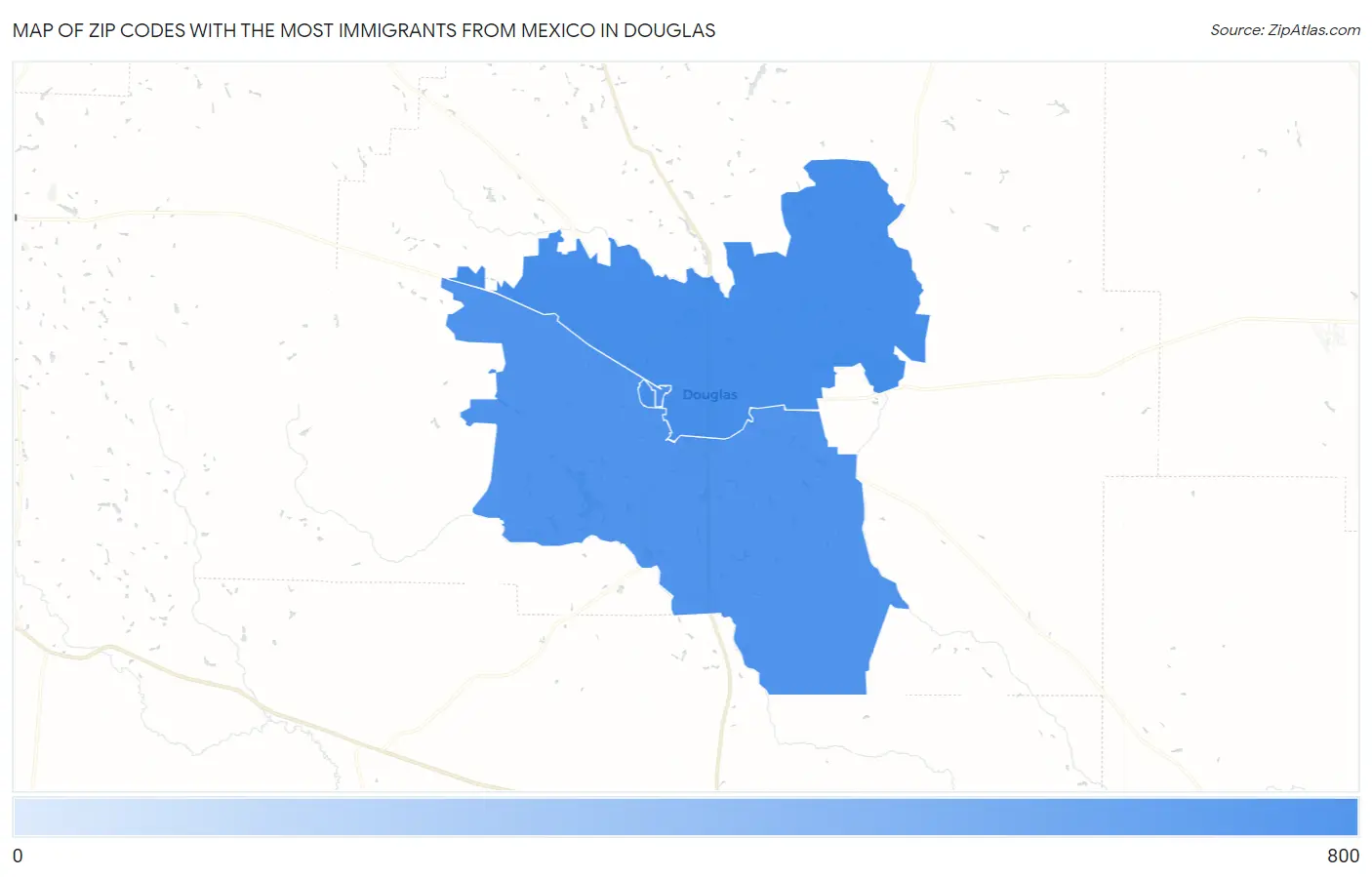 Zip Codes with the Most Immigrants from Mexico in Douglas Map