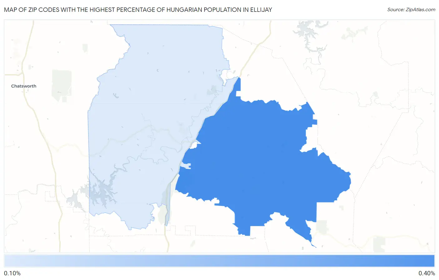 Zip Codes with the Highest Percentage of Hungarian Population in Ellijay Map