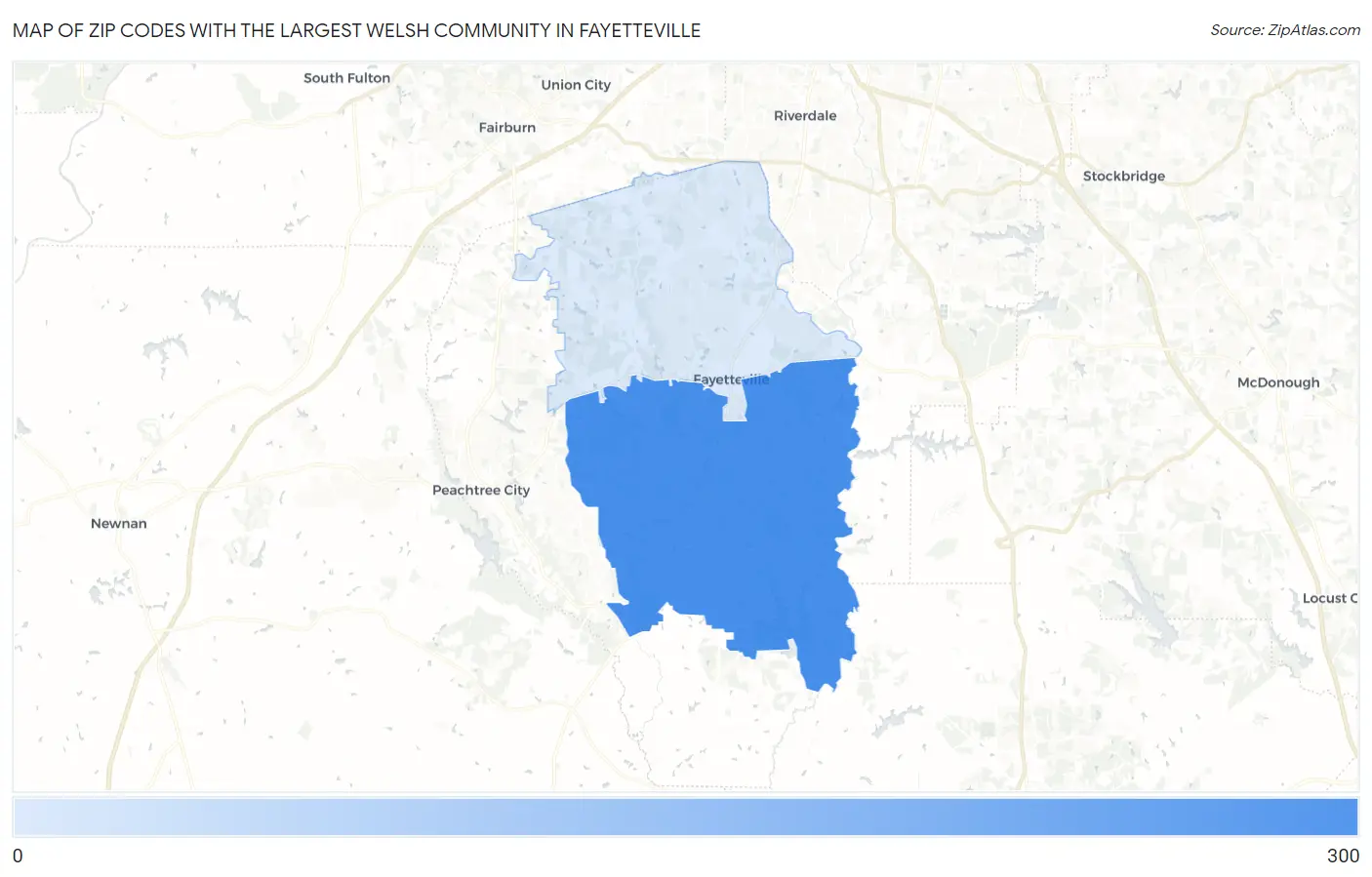 Zip Codes with the Largest Welsh Community in Fayetteville Map